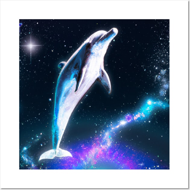 dolphin in space Wall Art by Big Mac